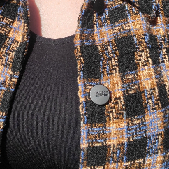 SCOTCH & SODA MAISON SCOTCH Cotton Blend Tweed Checked Trucker Jacket size M - Picture 9 of 9